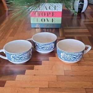 3 Vintage Currier & Ives Horse & Buggy Tea Cups